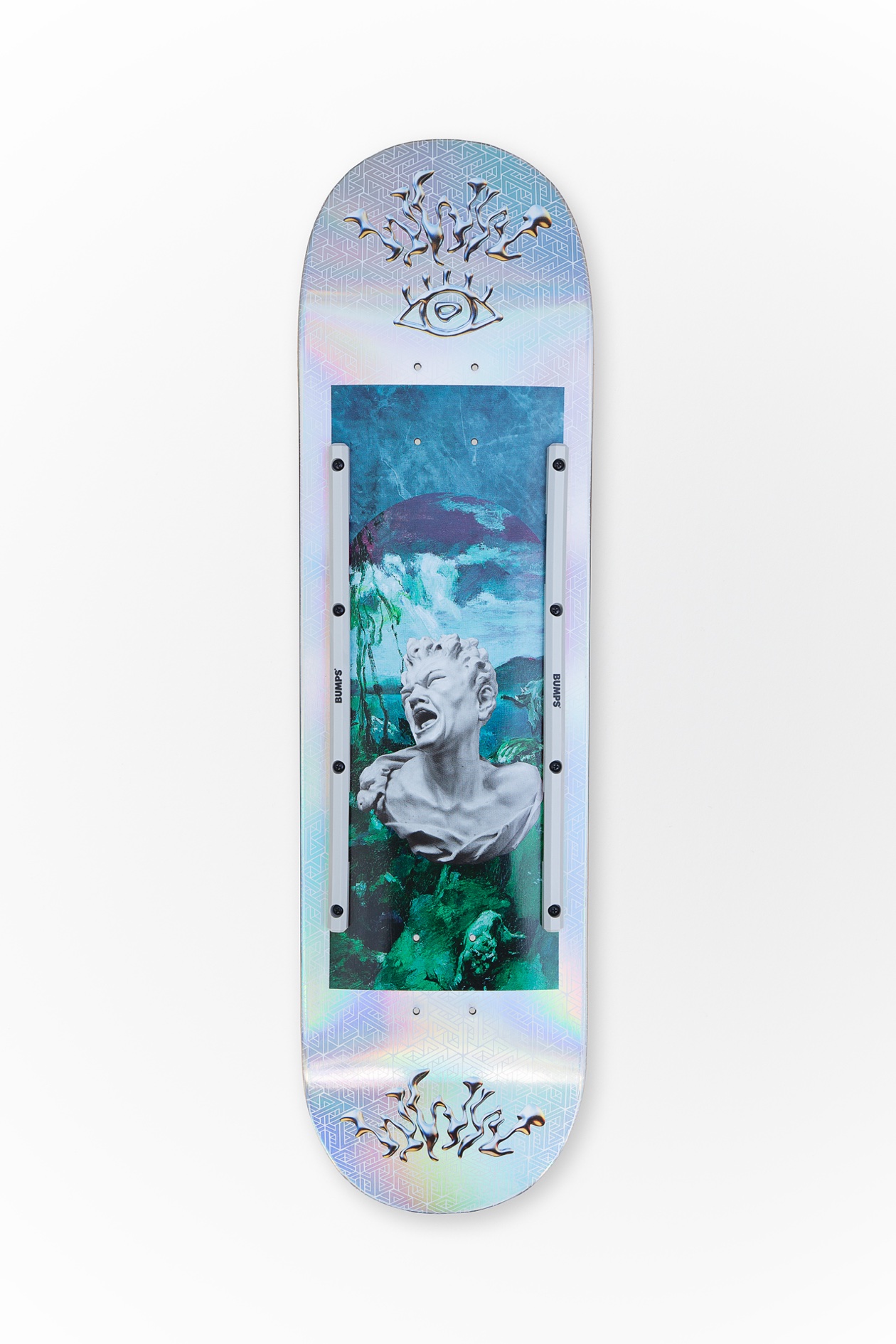 Grey BUMPS rails mounted on a holographic deck
